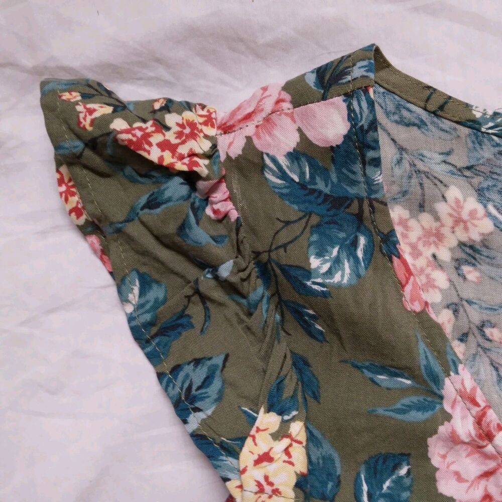 Blu Dahlia Button Down Dress Floral Flutter Sleeve Cottagecore Boho Womens XS - Picture 7 of 10